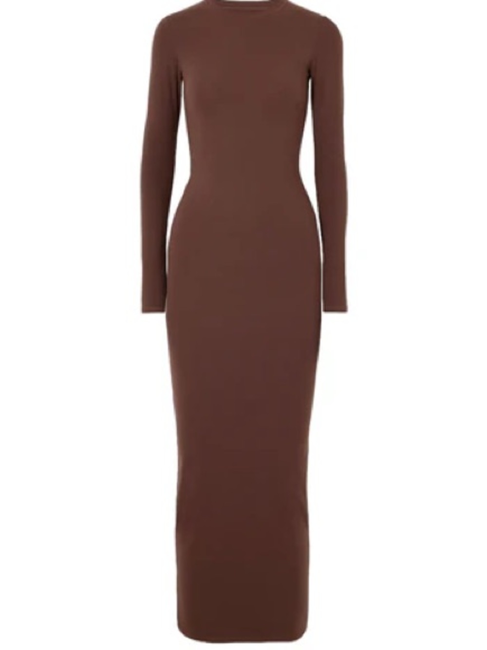 SKIMS Long-Sleeve Bodycon Maxi Dress in Brown
